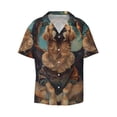 thumbnail image 1 of Haiem Tree Meditating Golden Retriever Men's Casual Shirts Short Sleeve Button Down Shirts Fashion Textured Summer Beach Shirt-Large, 1 of 7