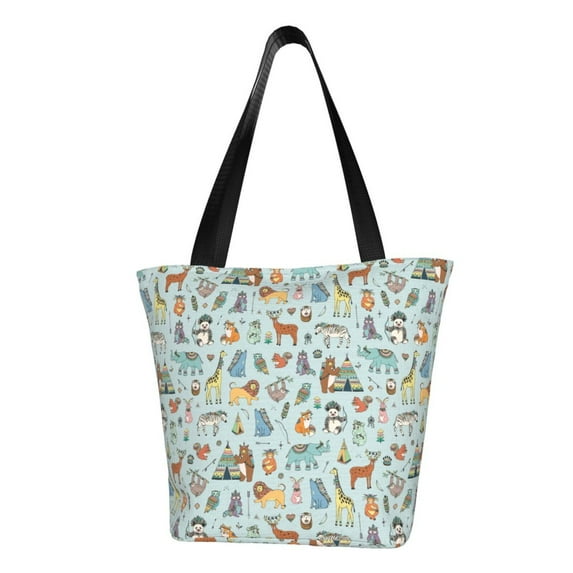 Haiem Tribal Animals Pattern Shoulder Bag - Durable and Spacious Tote Bag,Versatile Shopping Bag
