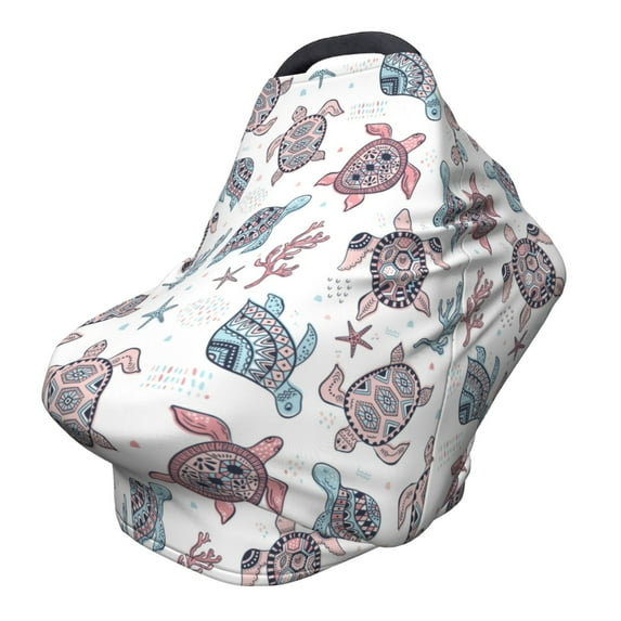 Haiem Tribal Style Turtle Baby Nursing Cover & Nursing Poncho - Multi Use Cover for Baby Car Seat Canopy, Stroller Cover, 360°Full Privacy Breastfeeding Coverage