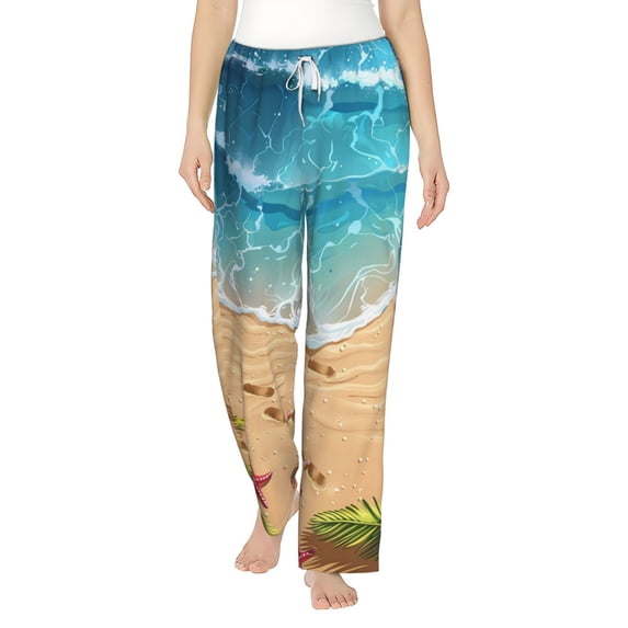 Haiem Tropical Beach With Starfish Women's Pajama Pants Ultra Lightweight Pjs Bottoms Sleepwear Bottom Pants With Pocket Drawstring-Small