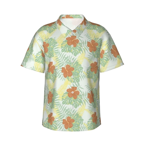 Haiem Tropical Flowers Printed Hawaiian Shirt for Men - Men’s Casual Beach Summer Shirts - Stretch Fabric with Modern Fit-X-Large