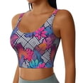 thumbnail image 1 of Haiem Tropical Leaves Pattern Womens Sports Bra - U Neck Padded Low Impact Yoga Bra Workout Crop Top Gym Moisture-Wicking Workout Vest -Small, 1 of 9