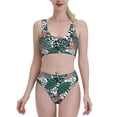 thumbnail image 1 of Haiem Tropical Leaves Women's High Waisted Bikini Set Two Piece Bathing Suits High Cut Bikini Cut Out Swimsuits Scoop Neck Swimsuit-, 1 of 8
