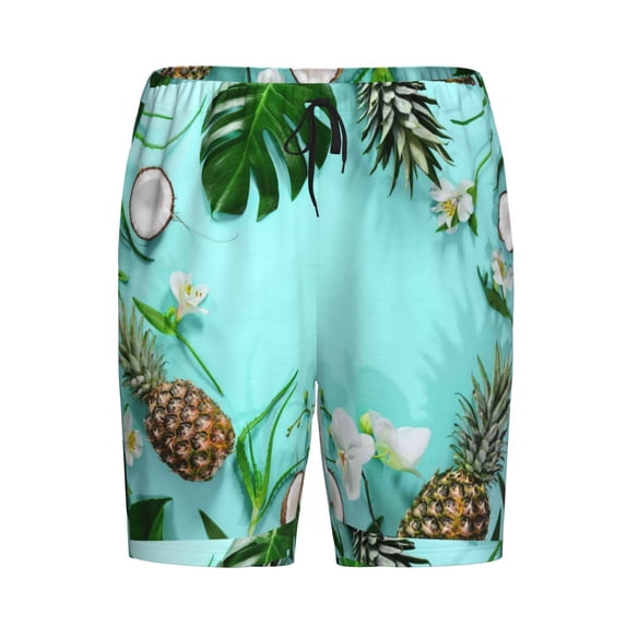 Haiem Tropical Pineapple Men's Pajama Short with Soft Woven Cotton Elastic Waistband Sleep Short-4X-Large