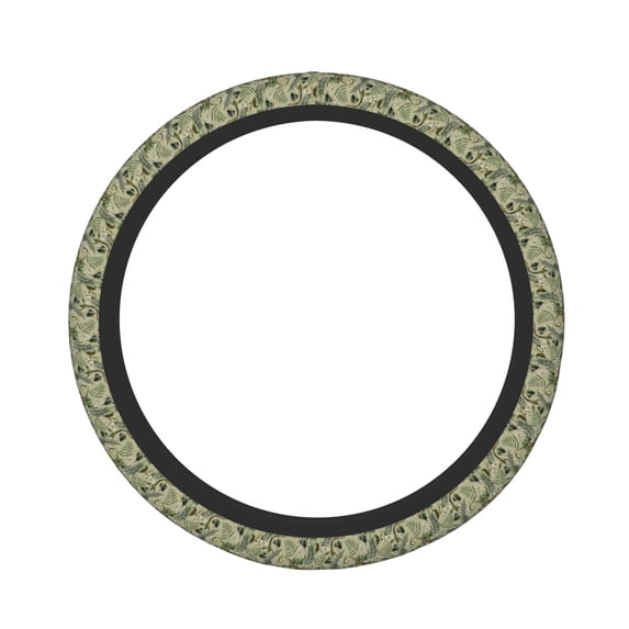 Haiem Tropical Plants Green Print Steering Wheel Cover 15 Inches for Women Men, Neoprene Anti-Slip Cute Car Steering Wheel Grip Wrap Car Accessories Protective Case Cover for Vehicle Truck SUV