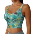 thumbnail image 1 of Haiem Trucks And Excavators Pattern Womens Sports Bra - U Neck Padded Low Impact Yoga Bra Workout Crop Top Gym Moisture-Wicking Workout Vest -Large, 1 of 1