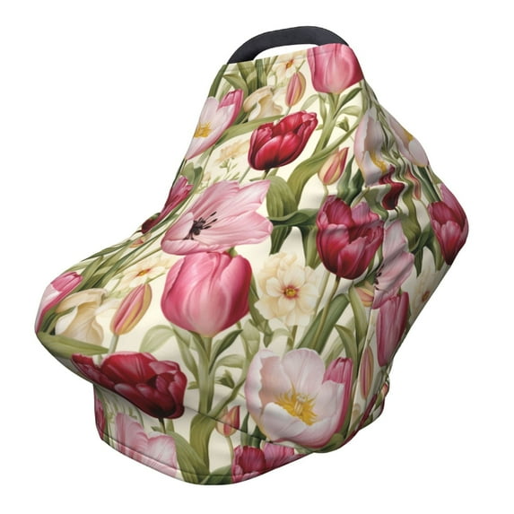 Haiem Tulips Flowers Baby Nursing Cover & Nursing Poncho - Multi Use Cover for Baby Car Seat Canopy, Stroller Cover, 360°Full Privacy Breastfeeding Coverage