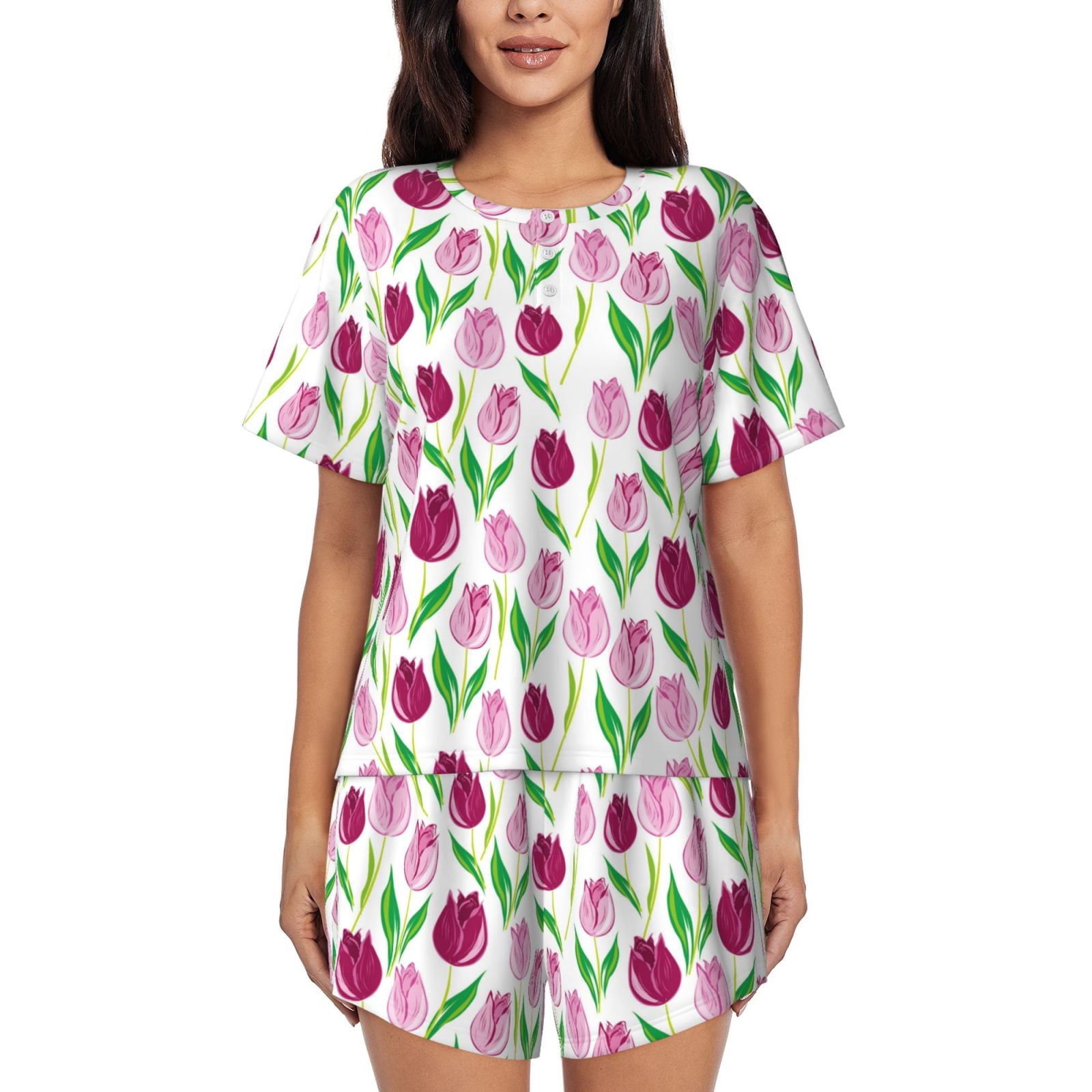 Tumbling Flowers Long Sleeve Pyjama Top & Slouch Pant set