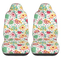 Haiem Turtle Flower Printed Car Seat Covers Set of 2, Universal Fit Car Seat Covers,Protective Seat Covers,Comfortable Car Seat Covers, Easy Installation Seat Covers