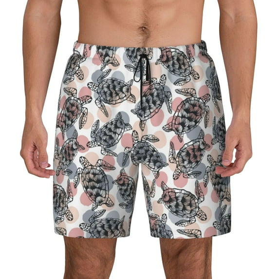 Haiem Turtle Mens Swim Trunks with Compression Liner 2 in 1 Swimming Shorts Stretch Swimwear Quick Dry,Board Shorts-XX-Large
