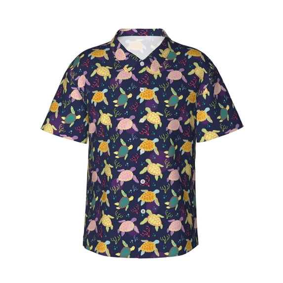 Haiem Turtle Printed Hawaiian Shirt for Men - Men’s Casual Beach Summer Shirts - Stretch Fabric with Modern Fit-XX-Large