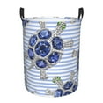 thumbnail image 1 of Haiem Turtle With Blue Stones Leather Dirty Clothes Laundry Basket,Sturdy & Waterproof,Collapsible Round Design For Efficient Space Management,Multi-Purpose Storage Basket, 1 of 8
