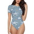 thumbnail image 1 of Haiem Turtle Women's Crew Neck Short Sleeve Bodysuit Tops Stretchy Slim Basic-XX-Large, 1 of 9