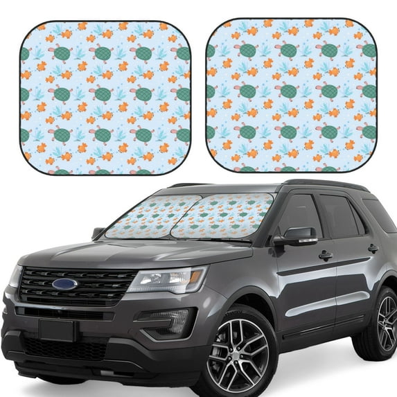 Haiem Turtles And Goldfish Car Windshield Sun Shade (2 Pieces) Foldable Windshield Sun Shade Car Accessories for Truck SUV Pickup-Small