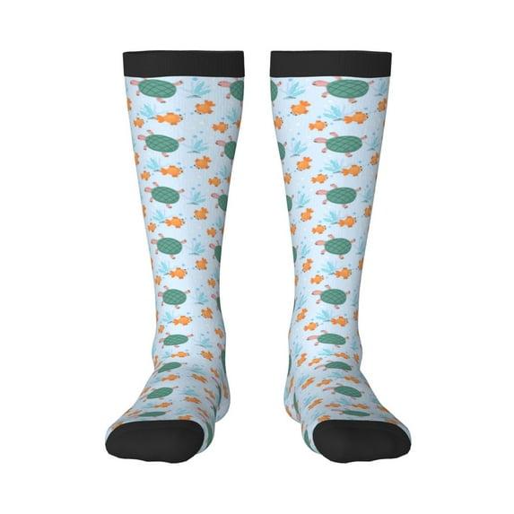 Haiem Turtles And Goldfish Socks, Funny Novelty Crazy Design Cotton Socks Sports Socks Knee High Socks For Men, Women,1Pairs - Gift For Working Friends