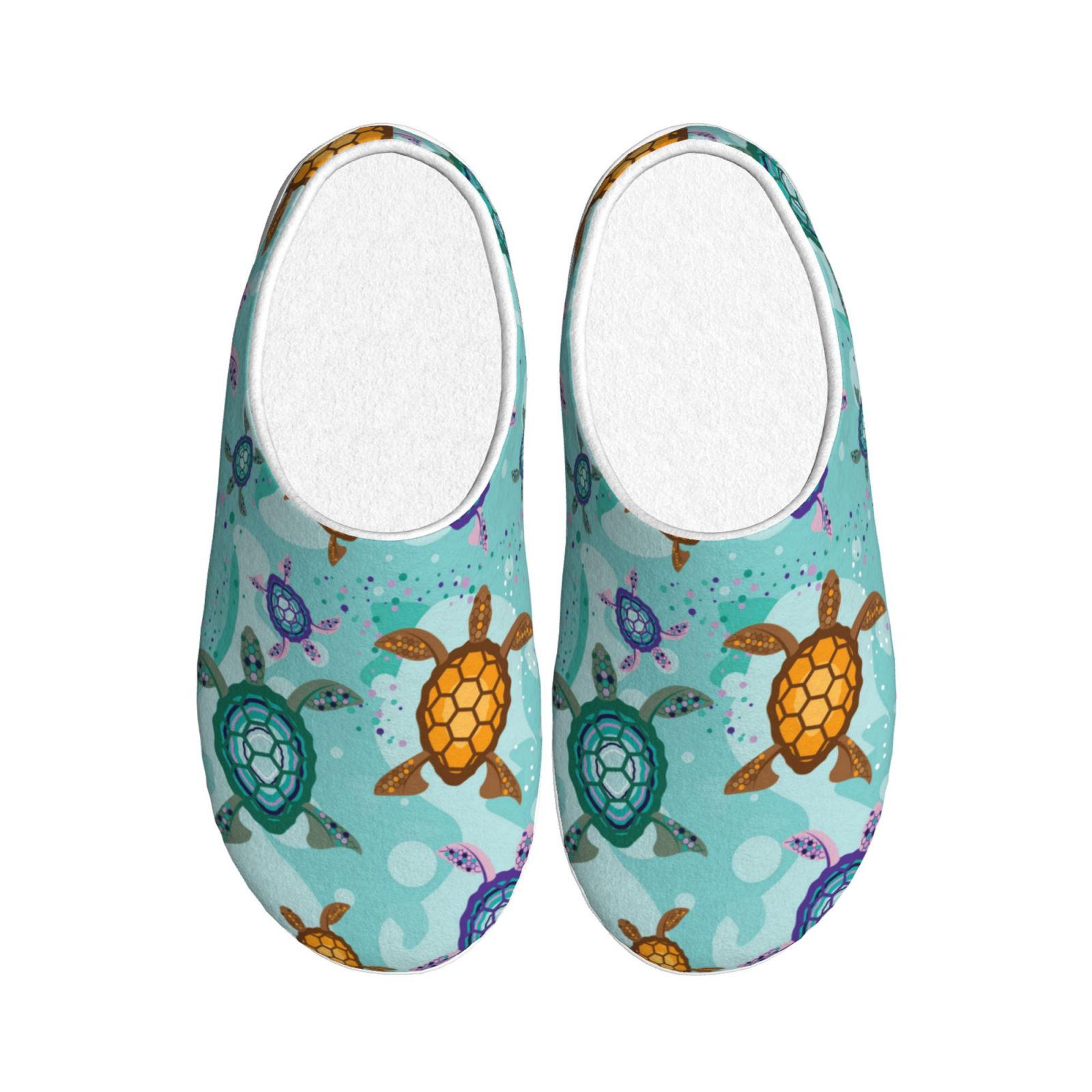 Blue Hawaiian Sea Turtle Pattern Print Premium Home Slippers