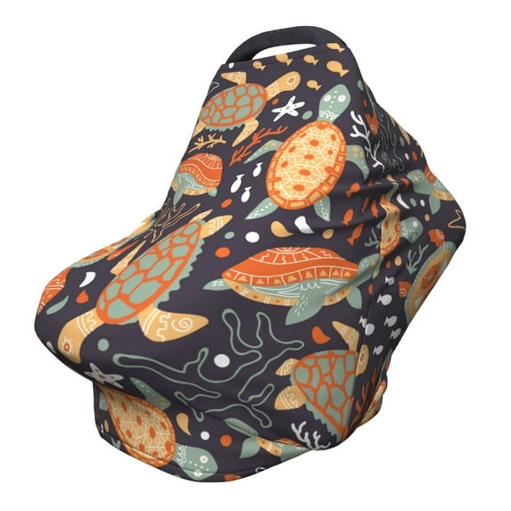 Haiem Turtles and Sea Plants Baby Nursing Cover & Nursing Poncho - Multi Use Cover for Baby Car Seat Canopy, Stroller Cover, 360°Full Privacy Breastfeeding Coverage
