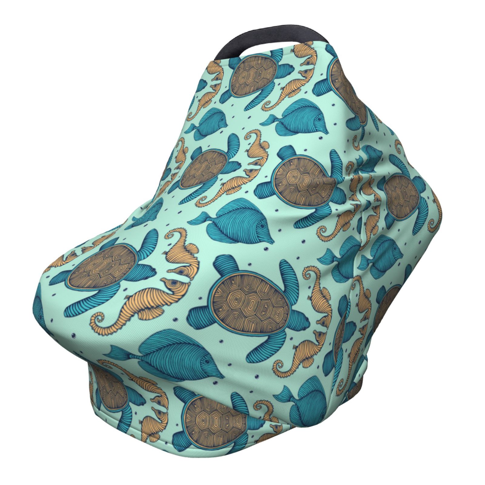 Turtle Shell Canopy Haiem Turtles And Seahorses Baby Nursing Cover & Nursing Poncho - Multi ...