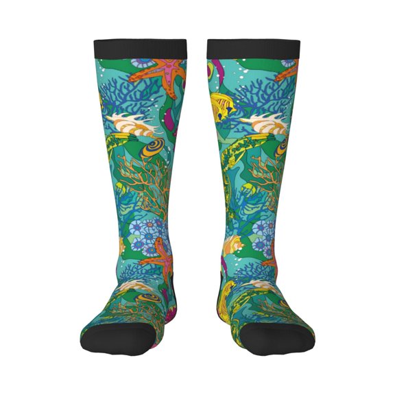 Haiem Turtles Socks, Funny Novelty Crazy Design Cotton Socks Sports Socks Knee High Socks For Men, Women,1Pairs - Gift For Working Friends