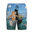 thumbnail image 1 of Haiem Two Brave Cats Are Floating On The Sea Iceberg Men's Pajama Short with Soft Woven Cotton Elastic Waistband Sleep Short-XX-Large, 1 of 9