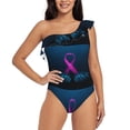 thumbnail image 1 of Haiem Two Human Hands are Holds Pink Ribbon Awareness Women's One Piece Swimsuits Tummy Control One Shoulder Bathing Suits Ruffle Swimwear-XX-Large, 1 of 8