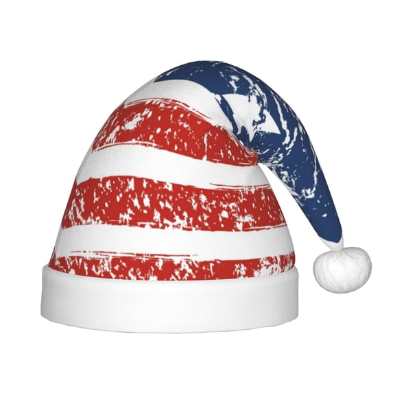 Haiem USA Colors Stripes1 Pattern Santa Hat Confortable Velvet Christmas Hat for Christmas Party Favors Fit for Adults and Kids