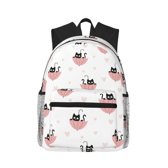 Haiem Umbrella Cat Lightweight Backpack for School, Classic Basic Water Resistant Casual Daypack for Travel with Bottle Side Pockets