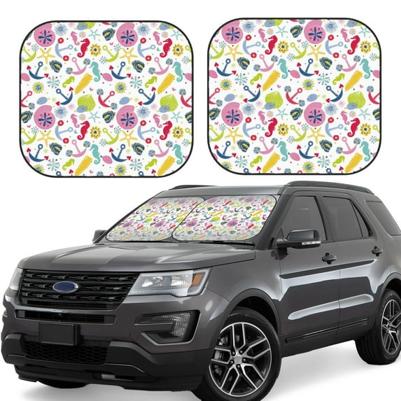 Haiem Undersea Seahorse Car Windshield Sun Shade (2 Pieces) Foldable Windshield Sun Shade Car Accessories for Truck SUV Pickup-Small