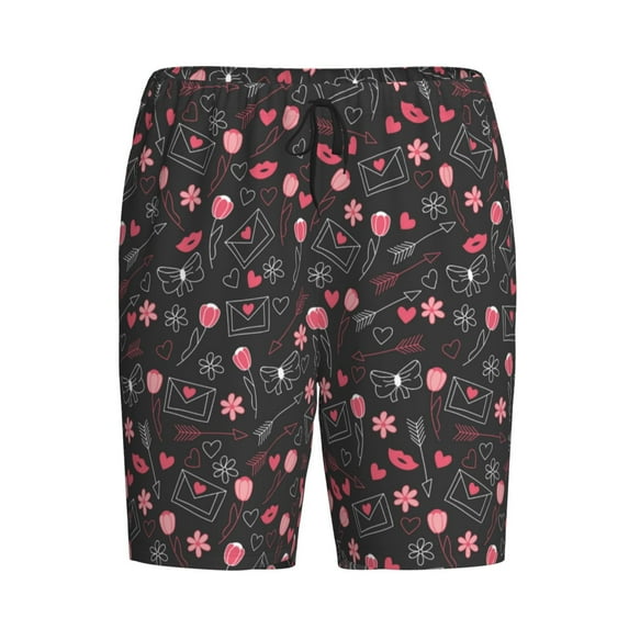 Haiem Valentine'S Day Men's Pajama Short with Soft Woven Cotton Elastic Waistband Sleep Short-Small