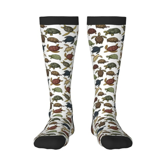 Haiem Various Turtle Socks, Funny Novelty Crazy Design Cotton Socks Sports Socks Knee High Socks For Men, Women,1Pairs - Gift For Working Friends