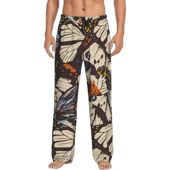 Haiem Vector Butterflies Men's Pajama Pants Ultra Lightweight Pjs Bottoms Sleepwear Bottom Pants with Pocket Drawstring-XX-Large