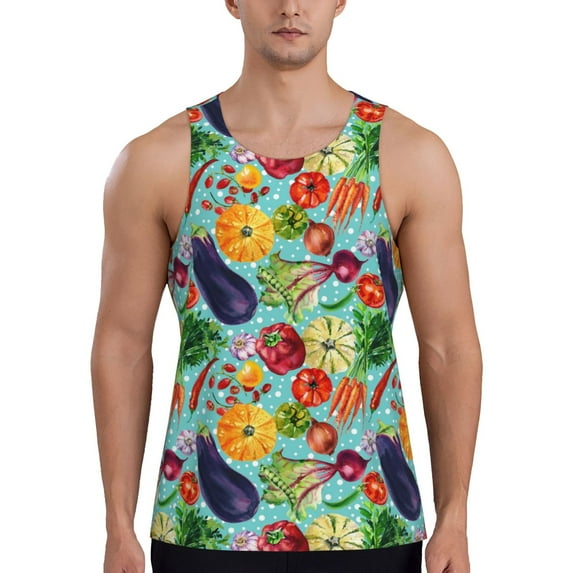 Haiem Vegetable (2) Men Workout Tank Top Gym Bodybuilding Sleeveless Muscle T Shirts Athletic Tank Breathable Workout Shirt-4X-Large