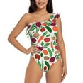 thumbnail image 1 of Haiem Vegetables Women's One Piece Swimsuits Tummy Control One Shoulder Bathing Suits Ruffle Swimwear-Large, 1 of 8