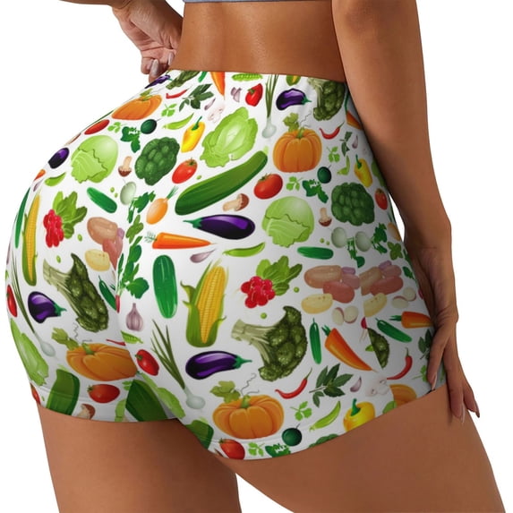Haiem Vegetables2 No Front Seam Biker Shorts for Women Yoga Workout Gym Bike Shorts with Tummy Control Moisture-Wicking-XX-Large