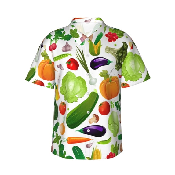 Haiem Vegetables2 Printed Hawaiian Shirt for Men - Men’s Casual Beach Summer Shirts - Stretch Fabric with Modern Fit-Small