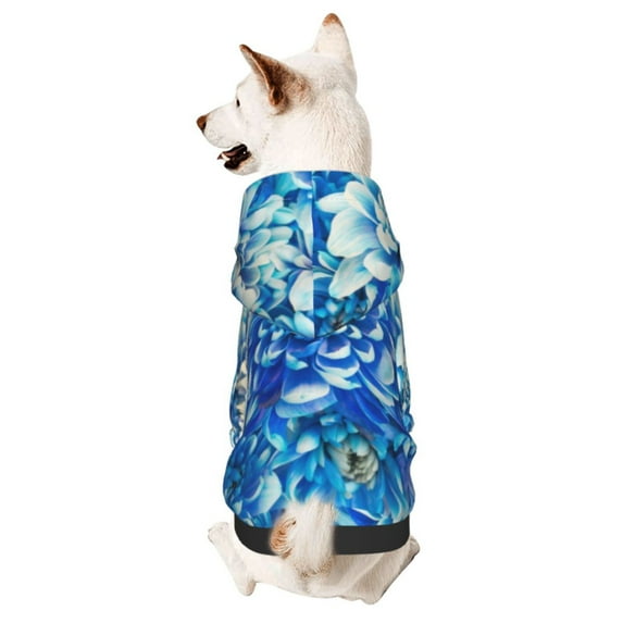 Haiem Vibrant Blue Floral for Winter Dog Hoodie Sweatshirts with Pockets Warm Dog Clothes for Small Dogs Chihuahua-Medium