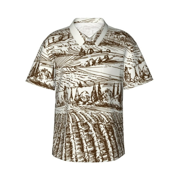 Haiem Vineyard Landscape 1 Printed Hawaiian Shirt for Men - Men’s Casual Beach Summer Shirts - Stretch Fabric with Modern Fit-XX-Large