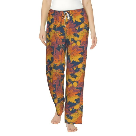 Haiem Vintage Abstract Maple Leaf Art Women's Pajama Pants Ultra Lightweight Pjs Bottoms Sleepwear Bottom Pants With Pocket Drawstring-Small