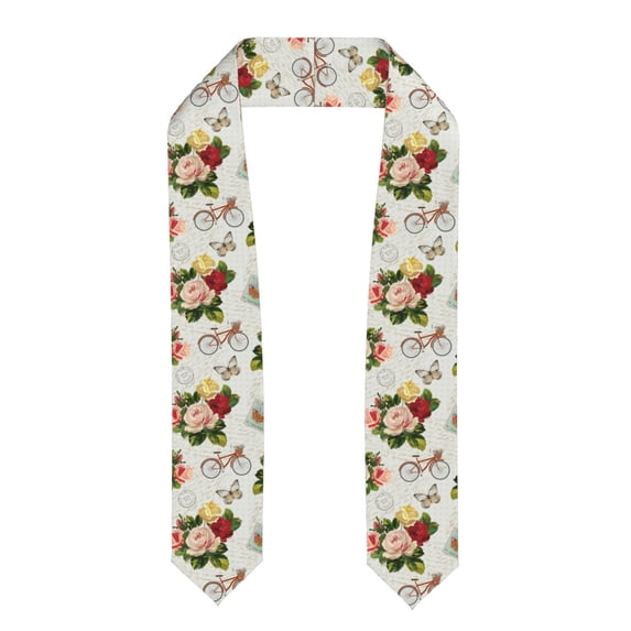 Haiem Vintage Bike Flower Butterfly Pattern Graduation Stole 2024 | Premium Satin Sash for Graduation Ceremony