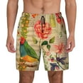 thumbnail image 1 of Haiem Vintage Bird Mens Swim Trunks with Compression Liner 2 in 1 Swimming Shorts Stretch Swimwear Quick Dry,Board Shorts-Medium, 1 of 9