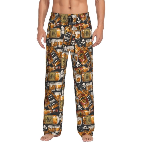 Haiem Vintage Bottles Men's Pajama Pants Ultra Lightweight Pjs Bottoms Sleepwear Bottom Pants With Pocket Drawstring-