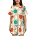 thumbnail image 1 of Haiem Vintage Bowling Pattern Pajama Set for Women 2 Piece Lounge Set Short Sleeve Tops and Shorts Soft Sleepwear-Medium, 1 of 7