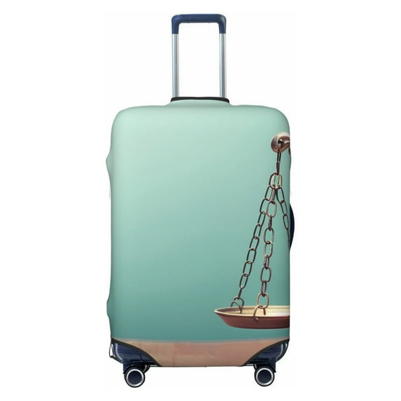 Haiem Vintage Brass Balance Scale Luggage Cover Printed Suitcase Covers for Luggage Elastic Washable Suitcase Protector Fits 18-32 Inch Luggage-Small