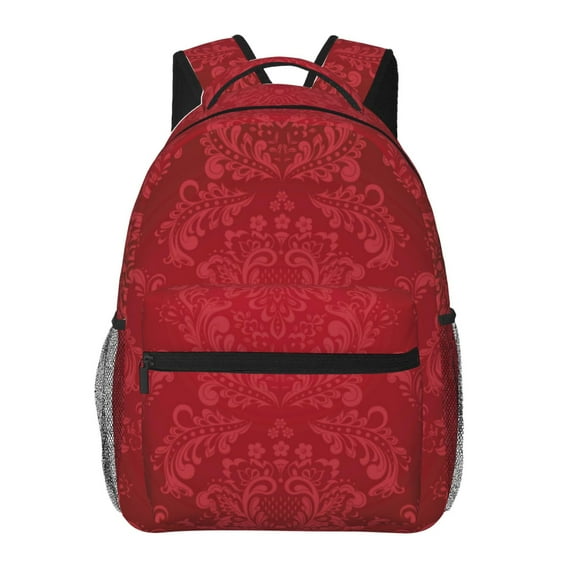 Haiem Vintage Burgundy Printed School Backpack,Casual Travel Lightweight Backpack,Durable Comfortable Multifunctional Backpack,Laptop Backpack