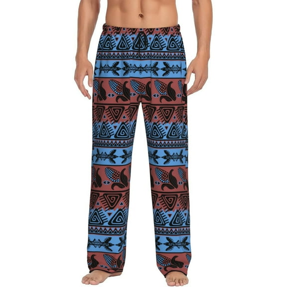 Haiem Vintage Corn Pattern in Red Blue Men's Pajama Pants Ultra Lightweight Pjs Bottoms Sleepwear Bottom Pants With Pocket Drawstring-Small