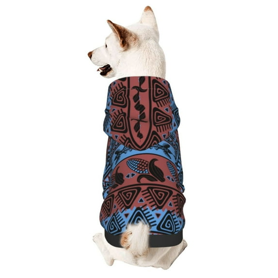 Haiem Vintage Corn Pattern in Red Blue for Winter Dog Hoodie Sweatshirts with Pockets Warm Dog Clothes for Small Dogs Chihuahua-Large