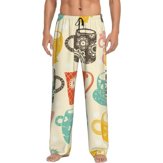 Haiem Vintage Cup Men's Pajama Pants Ultra Lightweight Pjs Bottoms Sleepwear Bottom Pants with Pocket Drawstring-Medium
