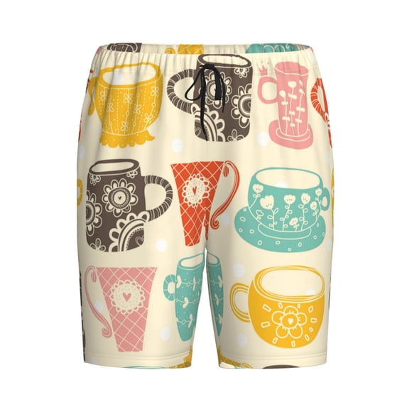 Haiem Vintage Cup Men's Pajama Short with Soft Woven Cotton Elastic Waistband Sleep Short-X-Large