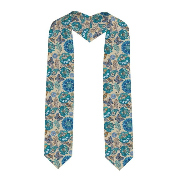 Haiem Vintage Floral Butterflies Pattern Graduation Stole 2024 | Premium Satin Sash for Graduation Ceremony