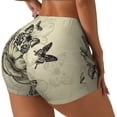 thumbnail image 1 of Haiem Vintage Floral No Front Seam Biker Shorts for Women Yoga Workout Gym Bike Shorts with Tummy Control Moisture-Wicking-Small, 1 of 9